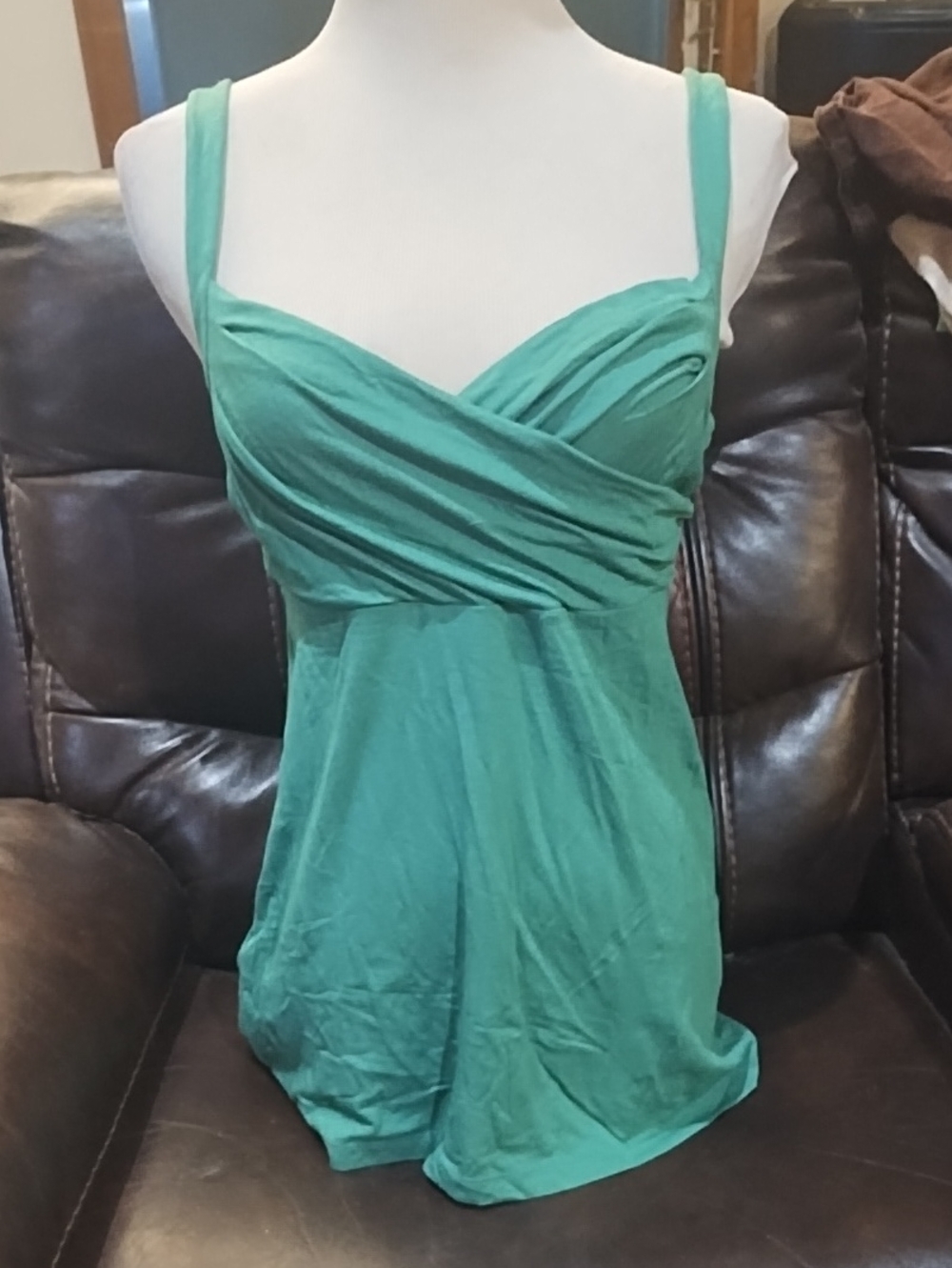 BCBG Maxazria Green Sleeveless Wrap-Front Women's Tank Top